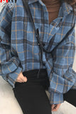 Autumn Woolen Plaid Blouses and Shirts for Women Casual Long Sleeve Elegant Shirt Female Winter Cotton Lady Tops