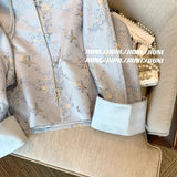 Chinese Blue Jacquard Buckle Coat Women's Spring 2024 New Improved Cheongsam Zen Vintage