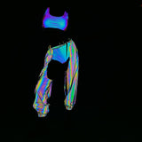 Fashion Sexy Open-Crotch Dazzle Reflective Pants Female Ins Hip Hop Trend Laser Cargo Casual Pants-Outfit