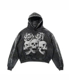 Vintage Gothic Skeleton Hoodie Autumn And Winter Hip Hop Long-Sleeved Coat Loose Hooded