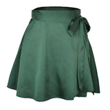 Solid High Waist Sweet Fashion Lace-up Chiffon Satin Wrap