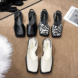Zingj New Style Head Cover Square Heel Sandals Comfortable Flat-Soled Fashionable Square Head Ma Lizhen Sandals 211-0-Outfit