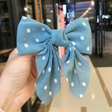 Dot Floral Print Hair Clips Girls Daisy Bow Hairpin Pastoral Retro Style Barrettes Big Bowknot Hairpin Hair