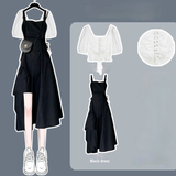Women Sets Single Breasted Turn-down Collar Short Sleeve Shirts Design Asymmetrical Dress Summer Mujer Fashion 2 Piece
