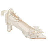 Women 2025 Summer New High-End Pointed Butterfly Wedding Shoes Water Drill Shallow Single Shoe