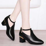Zingj 2023 New Versatile High Heel Black Soft Shoes Soft Sole Women's Shoes- Outfit