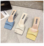 ZAR 2021 Summer New Yellow Fashion Square Toe High Heels Sexy Outer Wear Stiletto Muller Sandals And Slippers Women Luxury