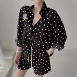 Women Spring Summer 2 Piece Shorts Set Female Blouse Shirt Top Tracksuits Casual Fashion Pant