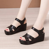 Heel Sandals Women's Summer New Waterproof Table Thick Soles Mom Sandals Large Size 4143 Muffin Bottom Fish Mouth