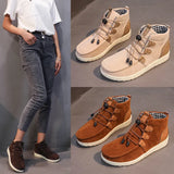 Zingj Large Flat-Bottomed Casual Tie Women's Shoes Fashion Round Head Suede Martin