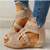 Summer Large-Size Dew Water Drilling Slope And Women's Sandals New Flat-Bottomed Roman Sandals