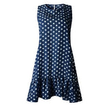 Women Dresses 2022 Women's Ruffles Spring Street Sexy Casual Slim Thin Beach Party O Neck Mini Polka Dots Free