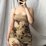 Zingj Floral Halter Dress Female Autumn 2023 New One-Line Collar Low Chest Back Slim Slim Casual