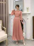 Zingj Pressure-Sensitive Fold Waist To Show Thin Temperament Light Mature Style Women's Dress New French Dress In Spring Long Pleated