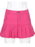 Pleated Mini Denim Skirt Women High Waist A Line Brown Micro Skirt Femme Girls Hot Jeans Skirts Grunge Bottom