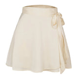 Solid High Waist Sweet Fashion Lace-up Chiffon Satin Wrap