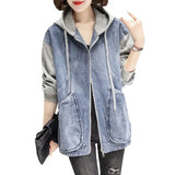 Zingj Hooded Coat Female Autumn New Plus Size Fashion Short Splicing Loose Small Versatile Autumn Jacket-Outfit