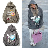 Skull Print Hooded Hoodie Ins Trendy Men's High Street Hoodie In Spring And
