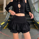 Dark Personality Side Waist Band Skirt Ins2023 Spring Girl's New Half