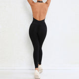 Zingj Neck Type Big Back Yoga Jumpsuit Pleated Pocket Peach Hip Tight Sports Fitness Jumpsuit Woman-Outfit