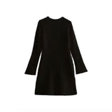 Women's Autumn New Temperament Light-Cooked Round-Neck Knitted Long Sleeves Mini