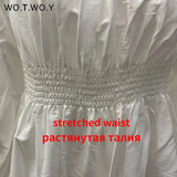 High Waisted White Mini Dress Women Lantern Sleeves Loose Backless Casual Dresses Female A-Line Sweet Summer Dress