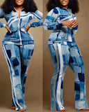 Autumn And Winter Independent Station Printing Trend Fashion Women's Wear 2-Piece Set From Stock 211-1-Outfit