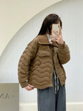 High-End White Duck Down Sweet Down Jacket Female Short Fashion Knitting Large Lapel Splicing Small Pressure Rubber Coat-Outfit