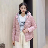 Autumn And Winter New Fashion Pressure Glue In The Thin Down Jacket Female Hood Short Fashion Warm Winter Dress Coat Tide-Outfit