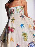 Printed Pockets Strap Long Dress For Women Causal Loose Sleeveless Backless Dresses 2024 Summer New Female Vacation