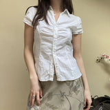 Zingj Desire Girl Casual Wind White Jacket 2023 Summer Design Sense After The Strap Show Thin Basic Shirt