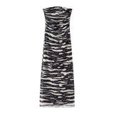 New Printed Silk Mesh Wrinkle Slim Breast Dress