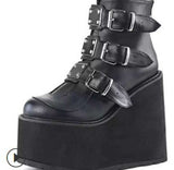 2023 New Large-Size High-Heeled Muffin Martin Boots Belt Buckle Slope Heel Women's