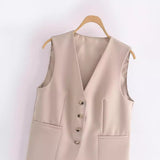 New Pinstripe Spliced Vest 1478531 Curly Rimmed Straight Trousers