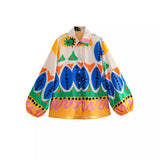 Summer Style Fluffy Sleeve Printed Shirt Printed Home Pants Printed Shorts