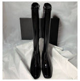 Zingj New 2023 Thigh-High Boot Rear Zipper Shows The Slim Square Head Knight Boots-Outfit