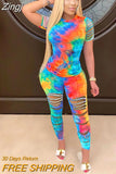 Women Tie Dye Sports Clothing Sets Lady Pullover Short Sleeve O Neck T Shirt Top + High Waist Knee Length