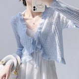 Knitted Cardigan Women's Thin Suspender Skirt With Air-Conditioning Blouse Summer Shawl Ice Silk Small Shoulder Fairy Gas