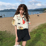 Harajuku Shirt Short Sleeve Tees Chiffon Blouse for Women Women's Summer Tunic 2023 Fashion Women Hawaiian Shirt Cute