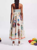 Printed Pockets Strap Long Dress For Women Causal Loose Sleeveless Backless Dresses 2024 Summer New Female Vacation