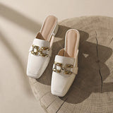 Zingj Red Envelope Head Half Slippers Female Summer New Outside Wear Temperament Paint Leather With Thick With Square Head Muller