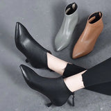 Zingj Women's Boots 2023 Autumn And Winter New Low-Heel Foreign Style Small Bare Boots Thin Heel Cowhide Rear Zipper With Short