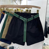 Shorts A-LINE Cotton Loose Elastic Waist Women's Summer Shorts Solid Wide-leg White Five-point Pants High Waisted