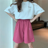 Women Embroidery Elasticity Lovely Girls Korean Style Sweet Students Harajuku Colorful Simple Oversize Trousers