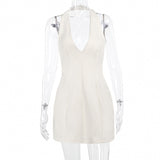 Fashionable Style Sexy V Dress 2024 Summer New Temperament Hot Girl Hanging Neck Hip Skirt