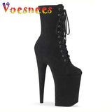 Voesnees 20CM Suede Sexy Hate Day High Boots 17CM Round Toe Pole Dance High Heels Nightclub Model Catwalk Platform Shoe Big
