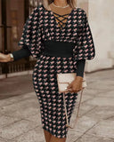 Independent Station Fashionable Fashion Printed Long-Sleeved Dress Women's