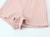 Pink Plaid Tweed Jacket And Shorts Set- Outfit