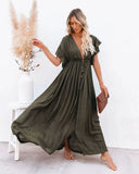 Summer Sun Protective Double-breasted Drawstring Dress