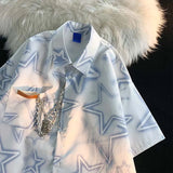 Women's Beach Shirt Korean Style Clothes Summer Women's Shirts 2023 Five-pointed Star Short Sleeve Shirt Couple